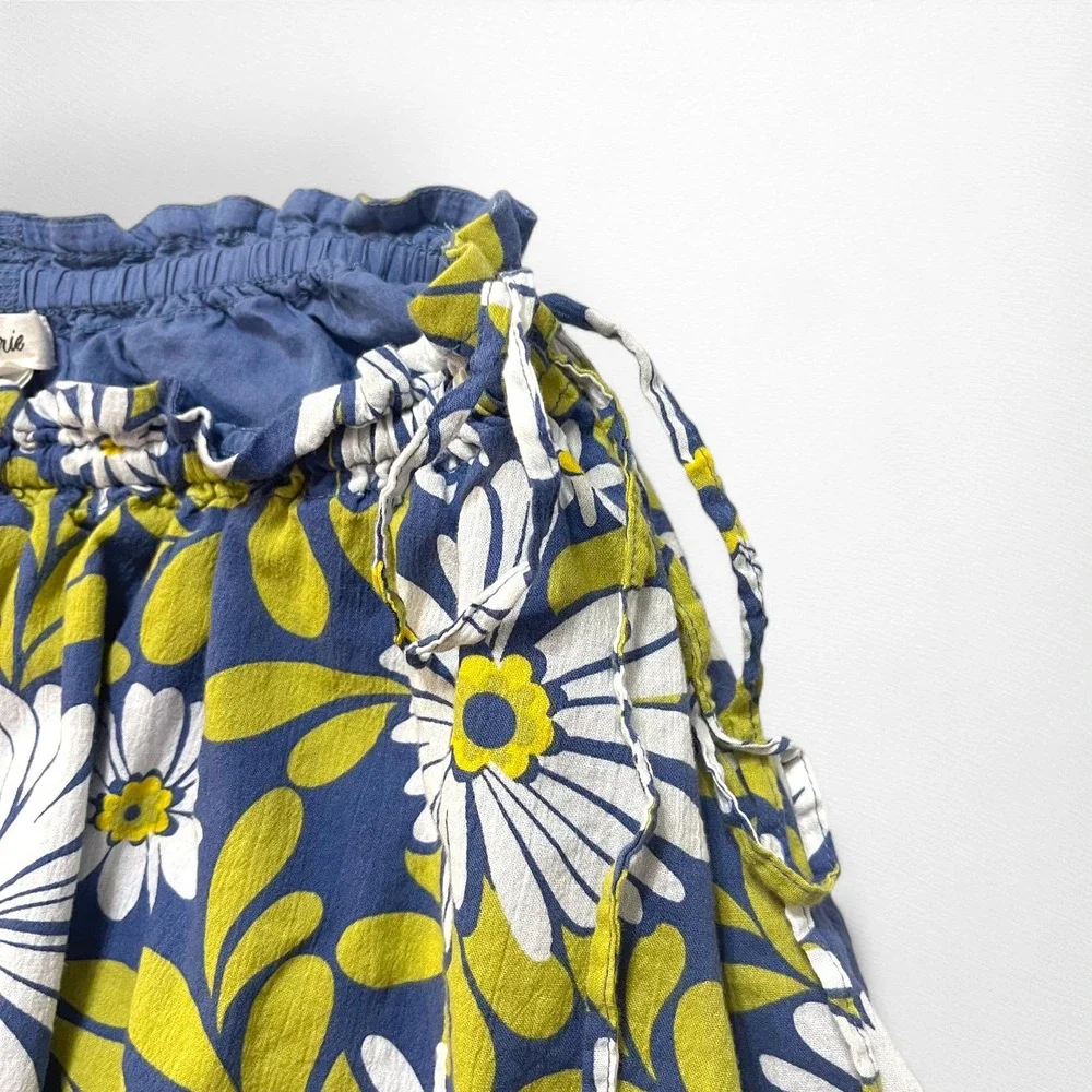 Aerie Skirt Womens Medium Blue Green White Floral‎ Mini Cotton Casual Summer
